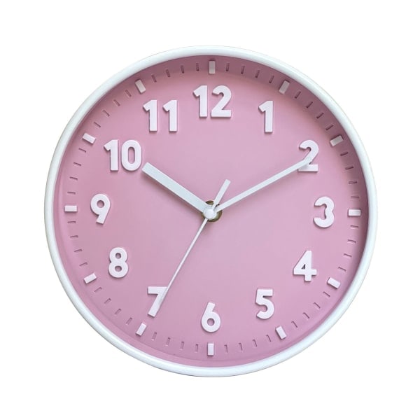 Modern enkel väggklocka 8 tum godisfärg Tyst för tidsklockor Ornament för hem sovrum sovsal Vardagsrum dekor rosa