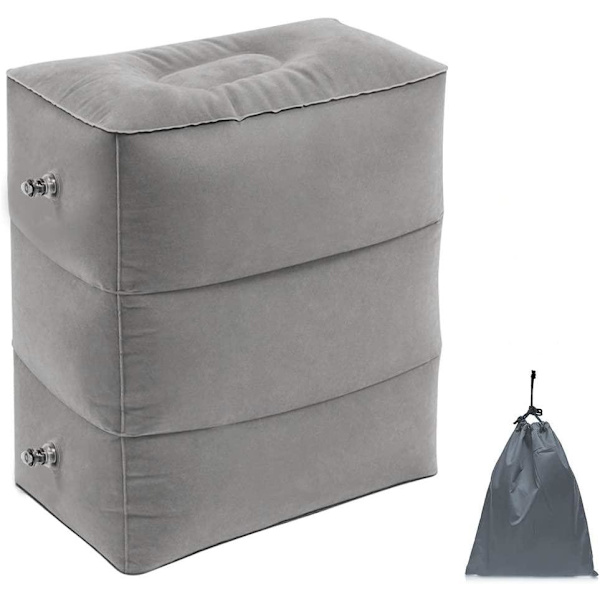Grå uppblåsbar fotpall för resor, kontor, hem ... gray