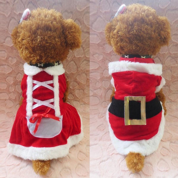 Husdjurs Hund Jul Transformation Klänning Jultomten Kläder Klassisk Hund Husdjur Jul Röd Klänning XS Red Dress