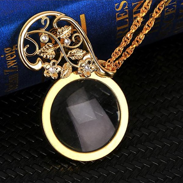 Förstoringsglas Läsglasögon Hänge Smycken Optisk förstoringsglas med kedja Halsband Halsglasögon Bärbar Monocle Silver