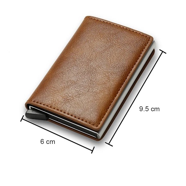 Smal minimalistisk metallplånbok med RFID-blockerande stöldskydd Brun Brown brown