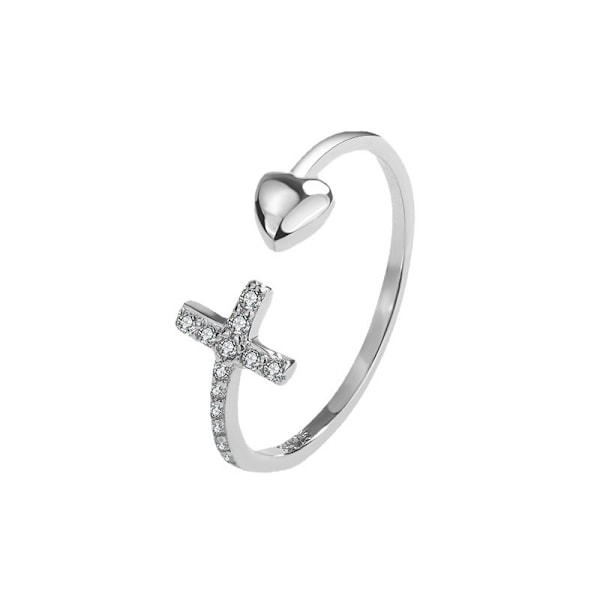 Enkelhet hög känslighet kors kärlek inlägg diamant öppning ring kvinna personlighet halsband utsökta händer