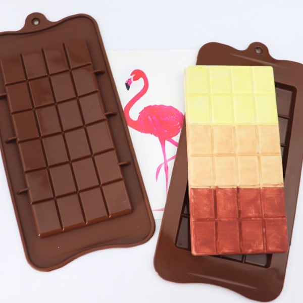 24 st Rektangulära Chokladblock Silikonformar DIY Choklad Vändform Kristall Dropplim Brandfärg Vaxform brown
