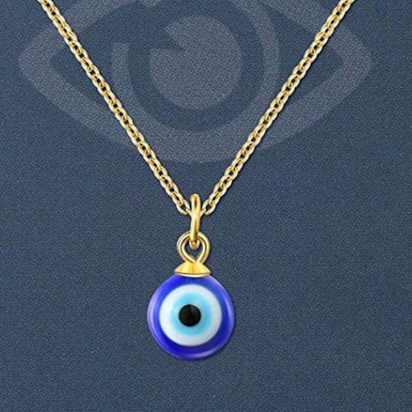Rund droppform för onda ögat hängsmycke Halsband Guld/silver kedja Turkisk skydda Lucky halsband för kvinnor män presenter Silver