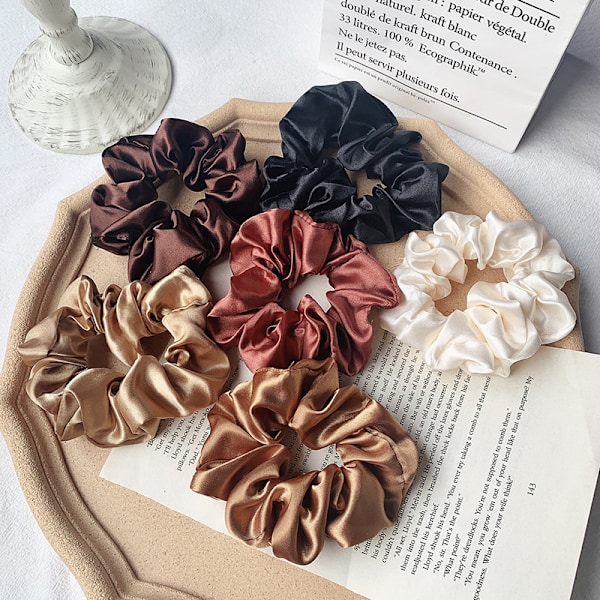 12 st Hår Scrunchies Satin Silk Scrunchies Silkeslent lockigt hår, ZQKLA