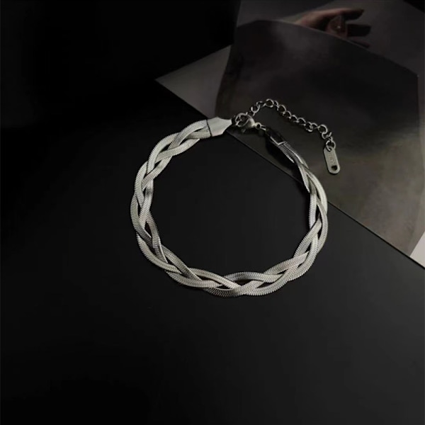 Tre lager vävt titan stål halsband dam mode retro avancerad känsla armband enkelt icke-färg armband smycken G