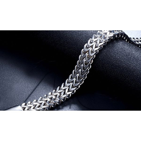 Hiphop-titan armband i stål, vävt dubbelrad, trendigt herr armband i rostfritt stål med vävt magnetiskt spänne - 23 cm