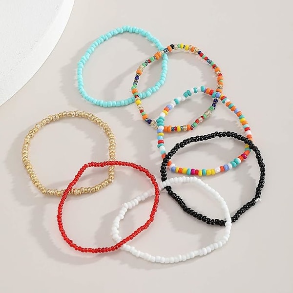 Färgglada pärlarmband för kvinnor Bohemian Stackable Stretch Br