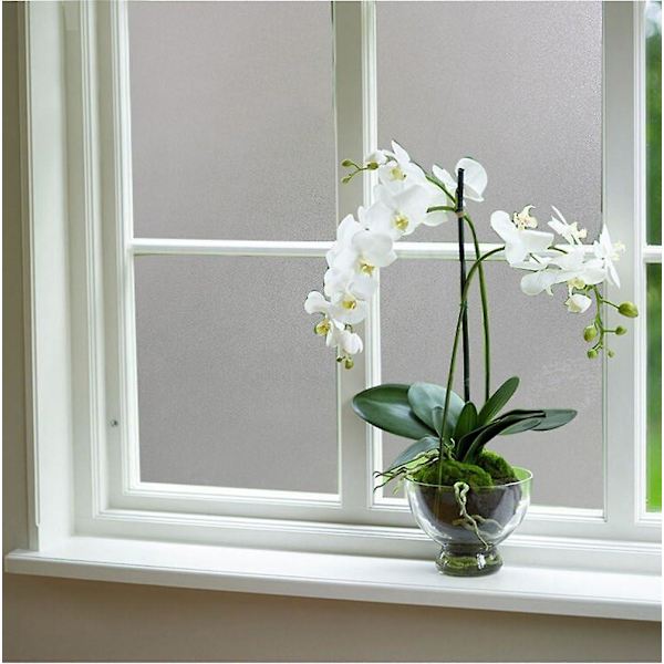 Självhäftande fönsterfilm för kontor, badrum, sekretess, dekorativ, 17,7 x 78,7 tum Soft White