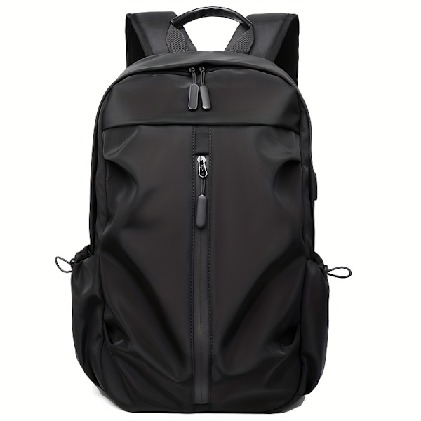1 st 14-tums casual ryggsäck för män, USB-laddning, ryggsäck för resor, trendigt märke, 14-tums ryggsäck för studenter, skolväska, mode, datorväska, resväska svart