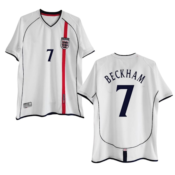 2002 England Home Retro Shirt No.4 Gerrard No.7 Beckham Fotbollströja S