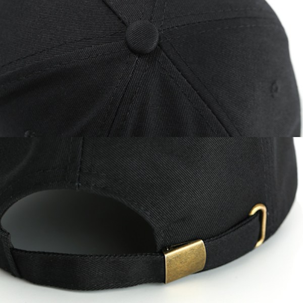 Otryckt High-End Bomullskeps med 5 Paneler, Böjda Längs, Komposit Koppar Lås, Vuxen Baseballkeps, Anka Tunga Hatt, Skugga Hatt, Svart