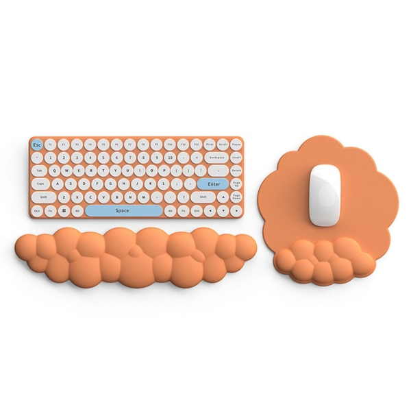 Moln Handledsstöd Combo Mus Handledsstödsdyna Ergonomisk smärtlindring Söt skrivbordstillbehör Halkfritt set Coral