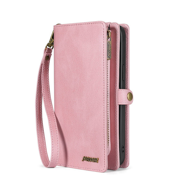 Wallet Case for iPhone 13 Pro, Durable PU Leather Lanyard Wrist Strap Zipper Card Holder Phone Case Multifunctional Protective Cover