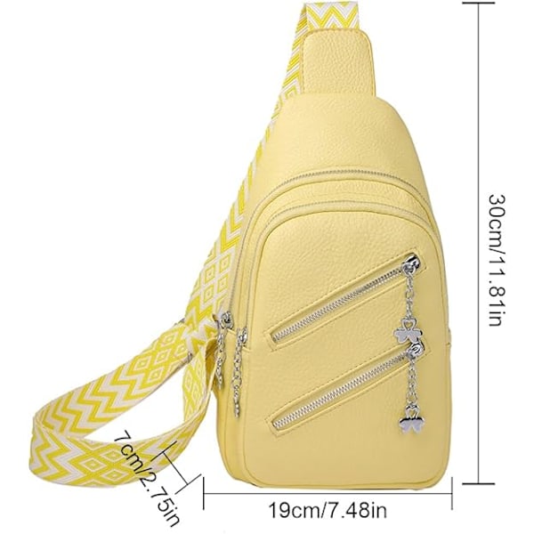 Mjukt läder casual dam crossbody väska bred axelrem sport PU läder axelväska dam bröstväska bröstväska multi fack midje bälte väska Yellow