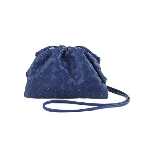 PU vävd väska Satchel Cloud Mini läder clutchväska navy blue