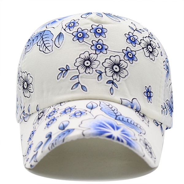 Ny modehatt dam utomhus skugga spets tunn andningsbar baseballkeps vår sommar blomma solhatt blå