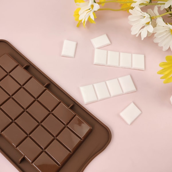 24 st Rektangulära Chokladblock Silikonformar DIY Choklad Vändform Kristall Dropplim Brandfärg Vaxform brown