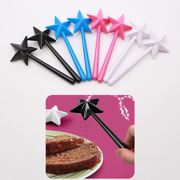 Plast Salt Shakers Star Salt Peppar Magic Wands Kryddning Co Vit-enkelt hål/Vit