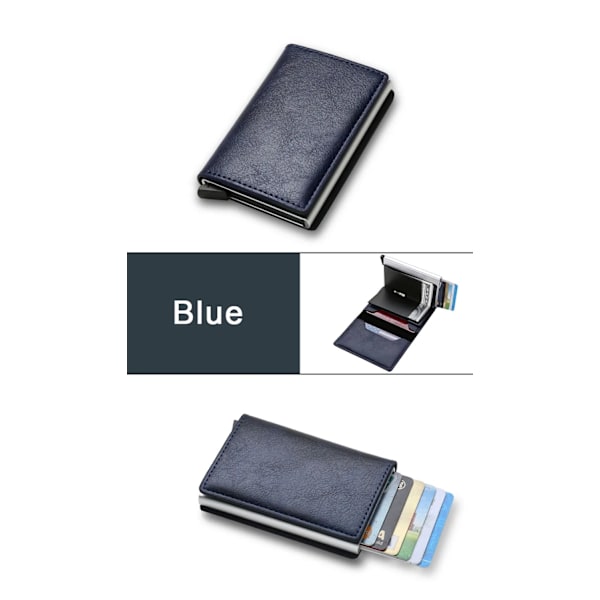 Smal minimalistisk metallplånbok med RFID-blockerande stöldskydd Blå Blue blue