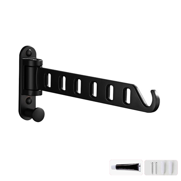 Väggmonterad tvättställ Torktumlare Vikbar klädhängare Metall förvaringsställ för hem sovsal Balkong Heavy Duty hängare Black