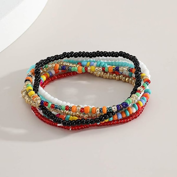 Färgglada pärlarmband för kvinnor Bohemian Stackable Stretch Br