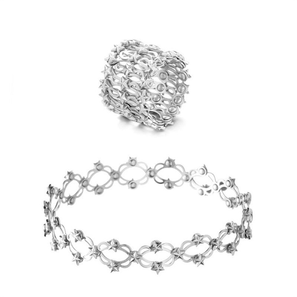 Lymfatisk terapi armband, justerbar magnetfältsterapi transformationsarmbandring Star Silver