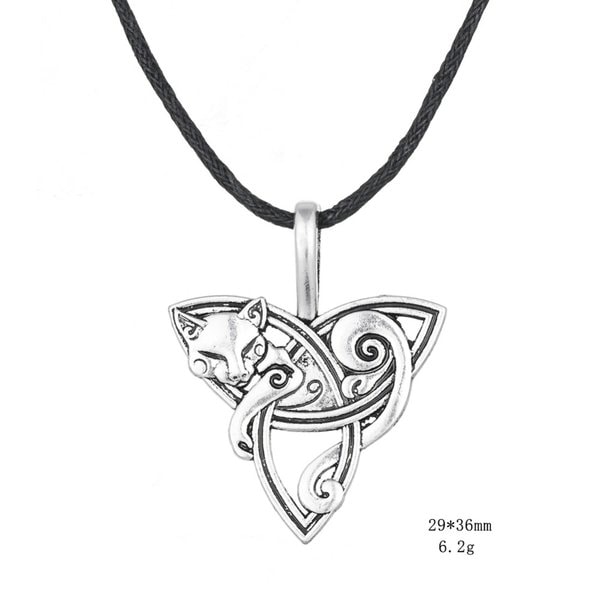 Halsband med Keltisk Symbol - Räv/Katt - Wicca, Pagan, Mytologi, Amulett silver