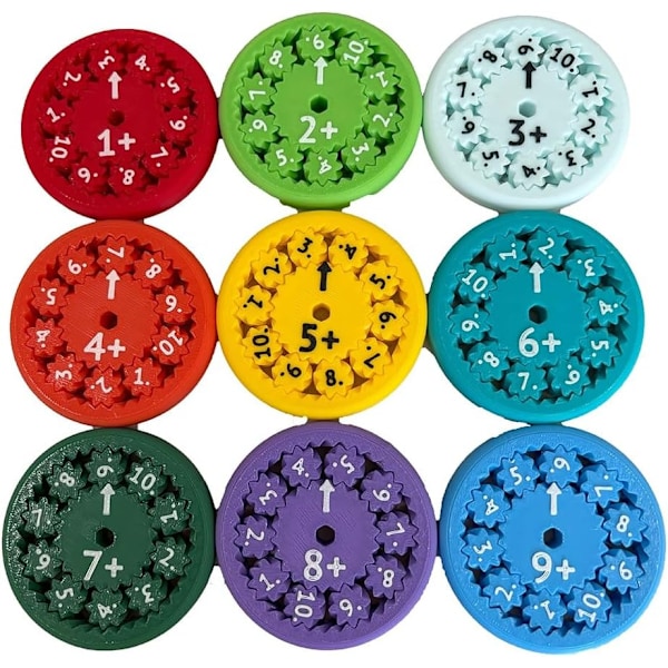 En uppsättning nya MATH FIDGET SPINNERS Matematik Fingertip Gyro Undervisning Upplysning Leksaker Multiplicera och dividera 9 st 3D-utskrivna mo Multiply and divide 9pcs 3D printed model