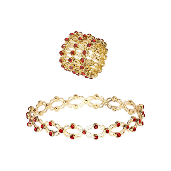 Lymfatisk terapiringarmband, justerbar magnetfältsterapitransformationsarmbandsring Red Diamonds