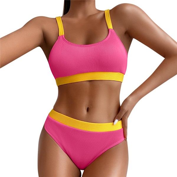 Vadderad bikiniuppsättning för damer, badkläder, baddräkt, sommarbadkläder, strandkläder Rose red S Rose red
