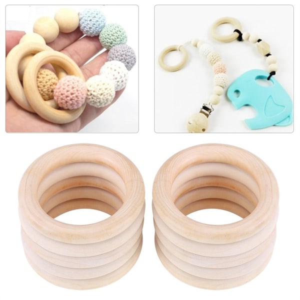 20 st träringar, träring för pyssel DIY hantverksring Träfärg träring trä ring DIY-tillbehör hängande ring handväska lås gardiner träring (70 mm)