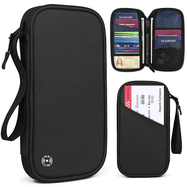 RFID-säker reseplånbok passfodral black