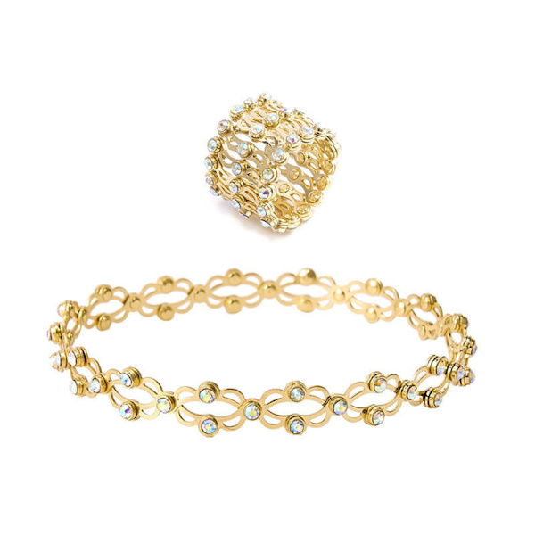 Lymfatisk terapi armband, justerbar magnetfältsterapi transformationsarmbandring Gold AB Diamonds