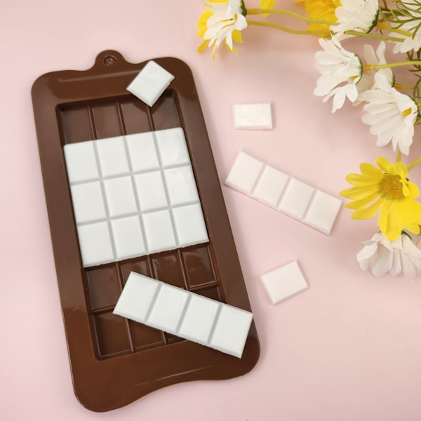 24 st Rektangulära Chokladblock Silikonformar DIY Choklad Vändform Kristall Dropplim Brandfärg Vaxform brown