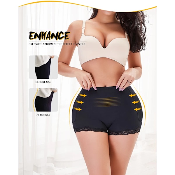 Vadderad rumplyftare Korrigerande underkläder Butt Enhancer Body Shaper Modelleringsrem Fake Hip Shapwear Underkläder Push Up Trosor Svart L Black L