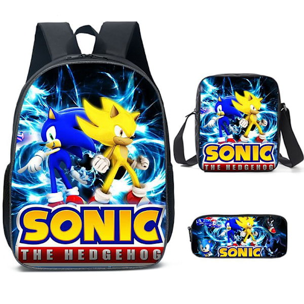 Anime Sonic ryggsäck Student ryggsäck Cartoon anime barnryggsäck pennfodral Sonic pencil case