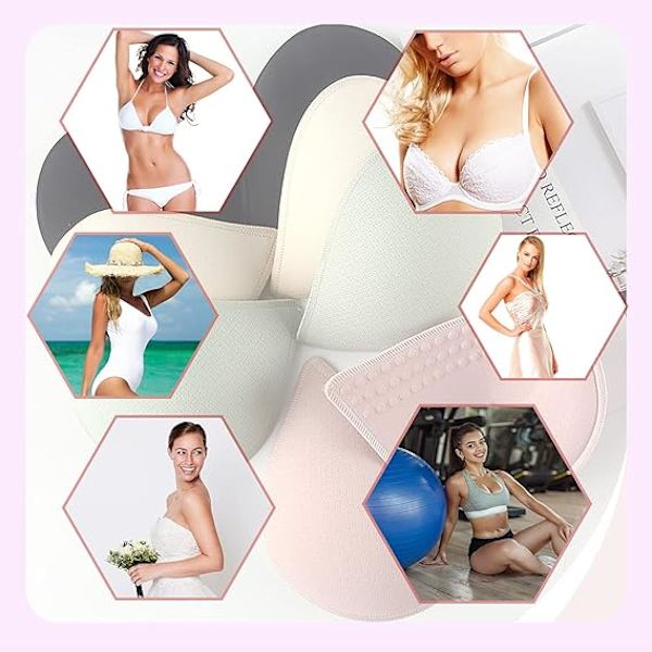 4 par latexbröstkuddar förtjockade med Soft Touch Drop Cups för att öka andningsförmågan och anti-bländning Tube Top Tube Top Insert Dam BH (L, svart