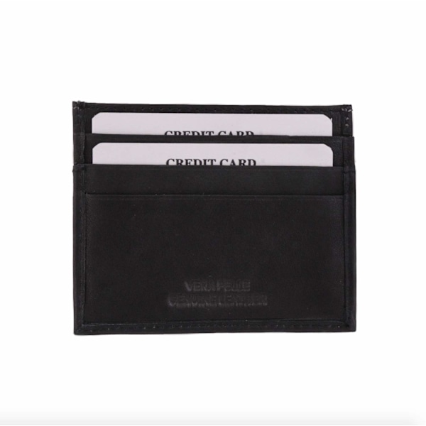 Korthållare i äkta läder, svensk design Svart one size black