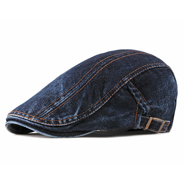 Vår, sommar och höst nya jeanshattar, fashionabla tvättade jeansbaskrar, avslappnade framåtlutade hattar, Medium denimblå Average Size Medium denim blue