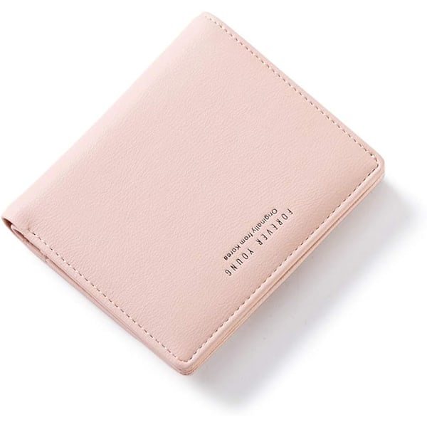 Damplånböcker Liten Bifold Läderficka Plånbok Dam Mini Kort Plånbok (rosa)