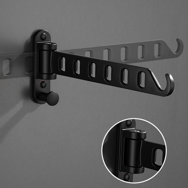 Väggmonterad tvättställ Torktumlare Vikbar klädhängare Metall förvaringsställ för hem sovsal Balkong Heavy Duty hängare Black