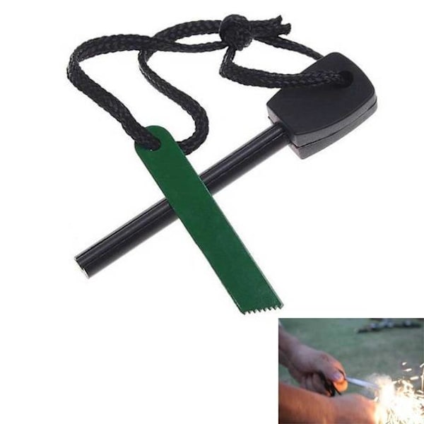 2-pack tändstål för friluftsliv, camping, överlevnad, jakt, flinta M green