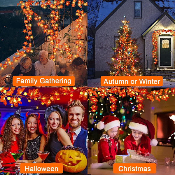 Lönnlöv Pumpa Ljussträng 3M 20 LED Höst Dekorativt Ljus, Perfekt för Thanksgiving, Halloween, Juldekoration, Ringrum Uterum Simulerad Lövsträng Ljus