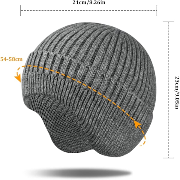 Varm höst- och vintermössa för både män och kvinnor med fleece öronskydd, stickad mössa för utomhussporter, cykling och kallsäker tåmössa