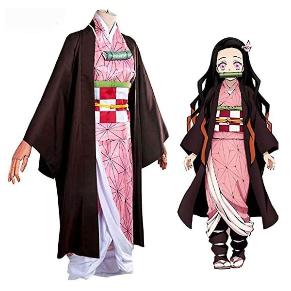 2023-demon Slayer bror og søster Kamado Nezuko Cosplay kostume outfit Kimono Anime Kostume Paryk V Shinobu Costume 150cm(child size)