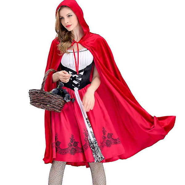 Rødhette Cosplay Kvinne Kostyme Hette Cape Kjole Outfit V M