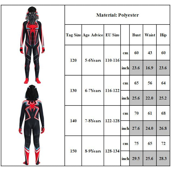Barndräkt Spiderman Cosplay Jumpsuit Halloween Cosplay-asu 130cm