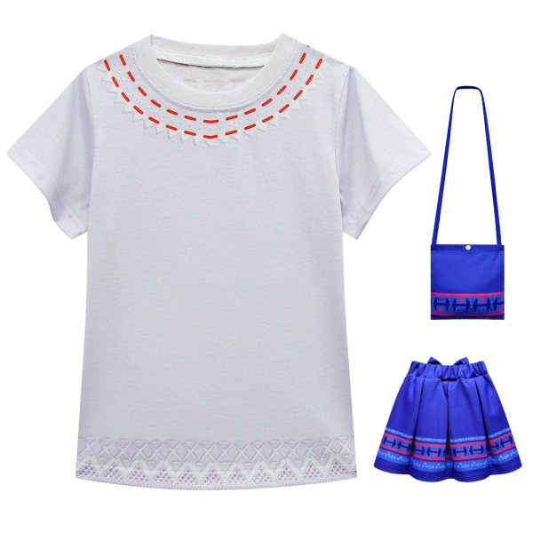 Barn Flickor Encanto Mirabel Cosplay Costume Beskuren T-shirt kjol W 110cm