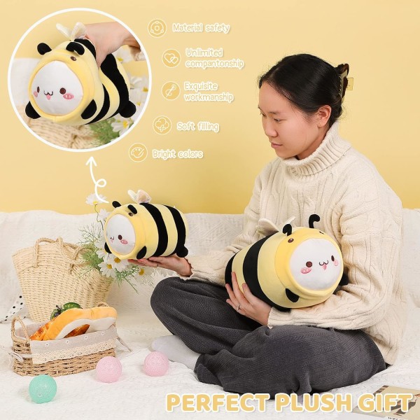 Xishao 8 tommer 5 stk Sød Panda & Axolotl & Bee Cat & Corgi Pig & Cat Plysj Udstoppet Squishy dyr - -
